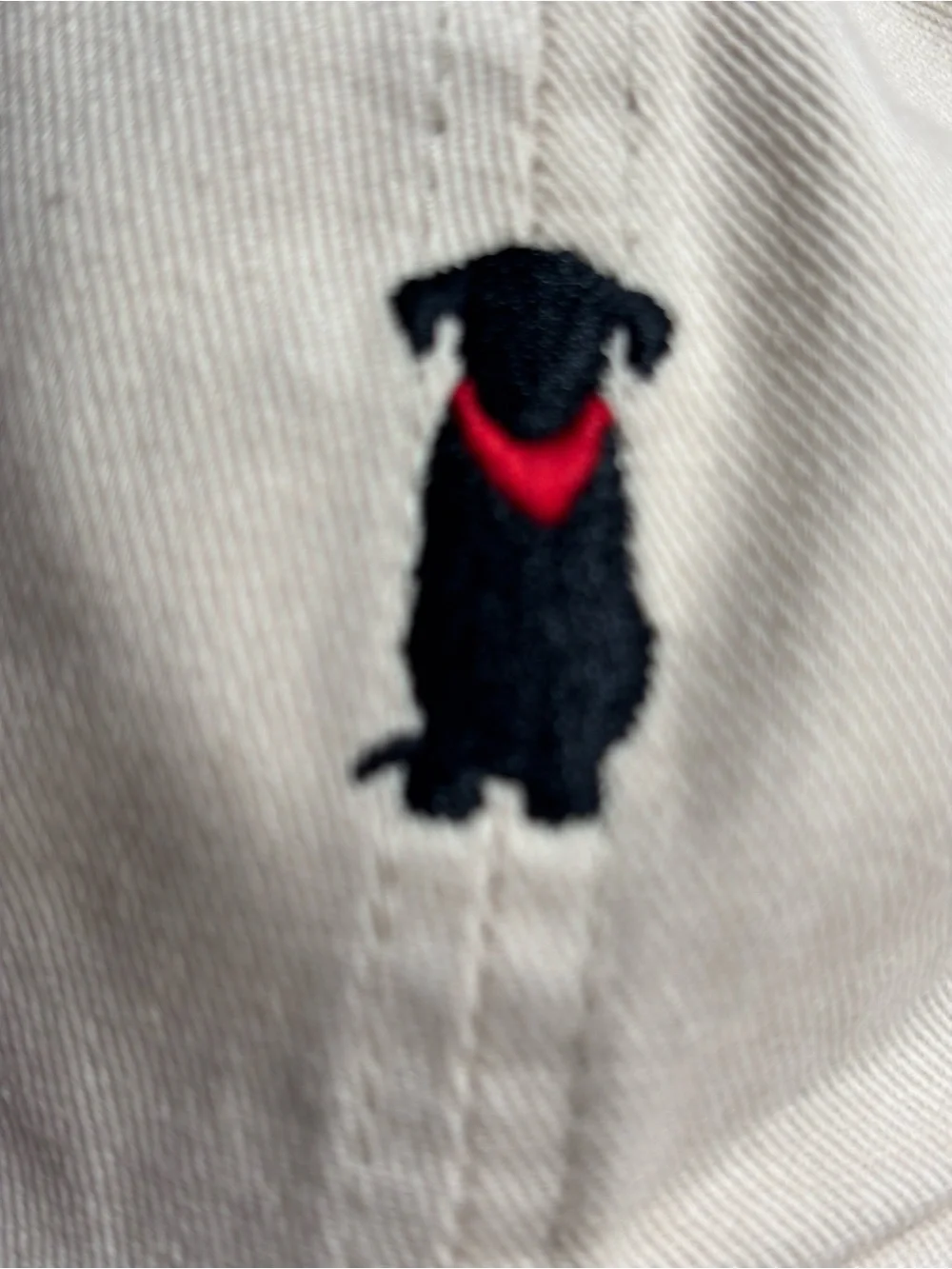 NWOT Fan Favorite Adjustable Cream Black Labrador Dog Embroidered Baseball Cap